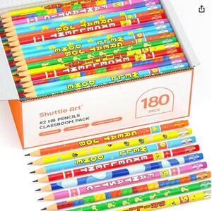 180 Pack Shuttle Art Pre-sharpened Assorted Colorful Pencils with 12 Designs